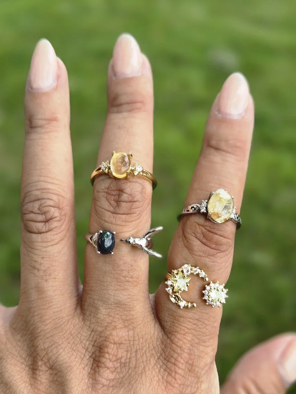 Citrine Celestial Ring Gold Adjustable